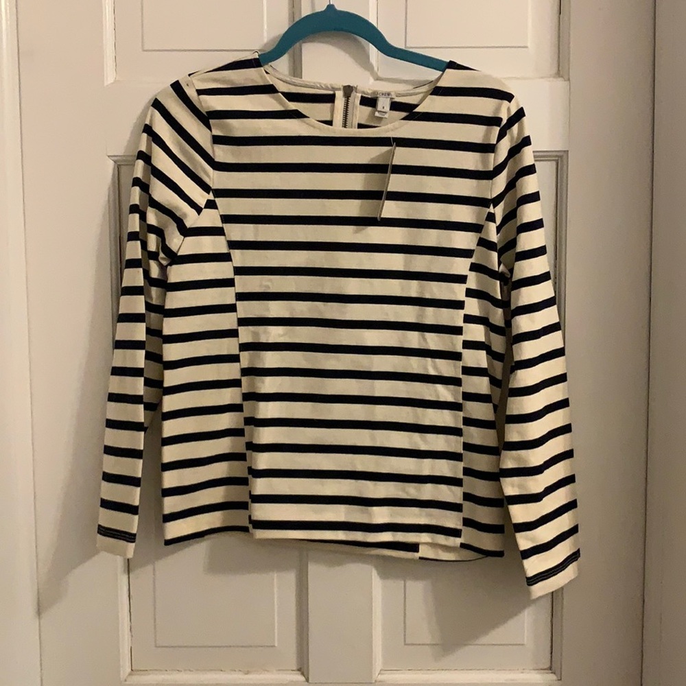 J.Crew Mariner Fabric Striped Top w/Zipper (NWT)